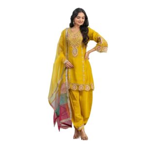 Yellow Punjabi Patiyala Suit Set